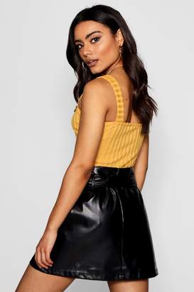boohoo Square Neck Button Front Knit Top