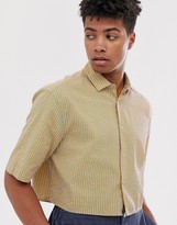 Thumbnail for your product : ASOS DESIGN DESIGN oversized boxy fluro grid check shirt