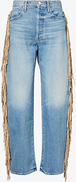 Mother Womens Folk Star The Fringe Half Pipe Denim Jeans 30