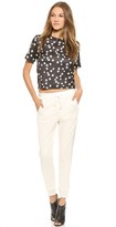 Thumbnail for your product : Band Of Outsiders Print Crop Top with Back Zip