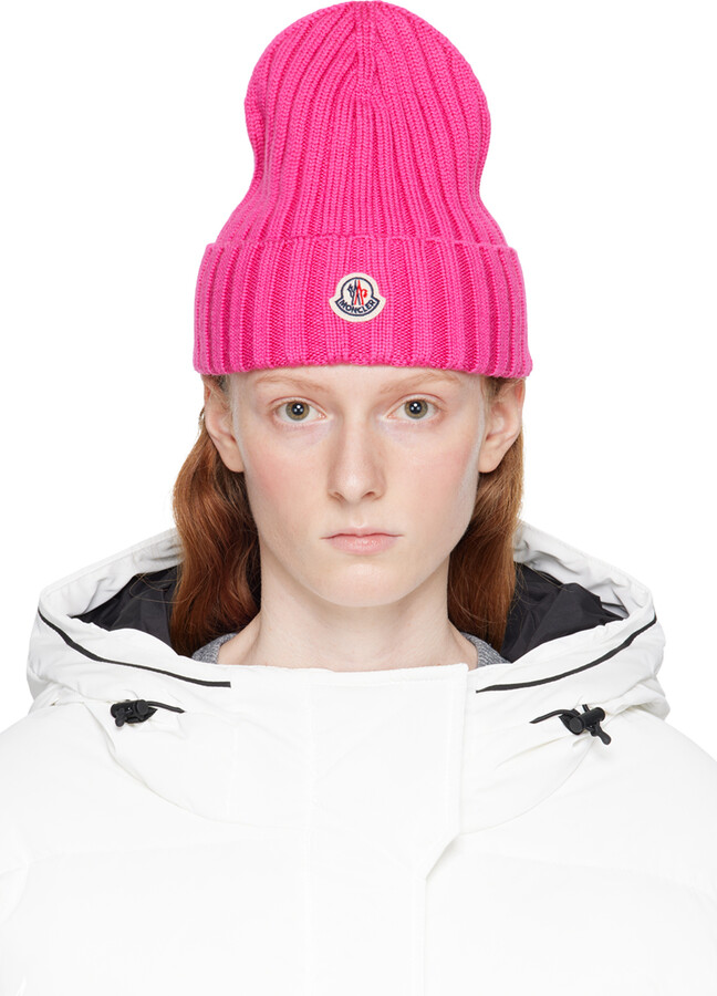 Moncler Pink Logo Beanie - ShopStyle Hats