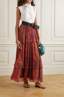 Etro Tiered Paisley-print Silk-crepon Maxi Skirt