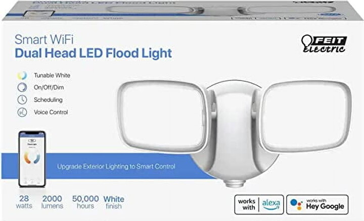 FeitElectric Feit Electric 2 Head White Tune Smart Security LED Flood Light 2000 Lumens,120° Degree Beam Angle