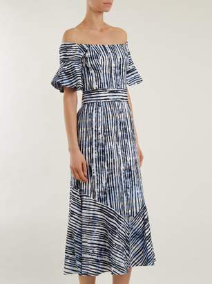 Goat Fantasy Batik Striped Print Cotton Blend Dress - Womens - Blue Stripe