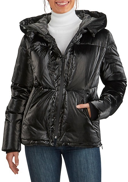 cole haan hooded zip puffer down jacket