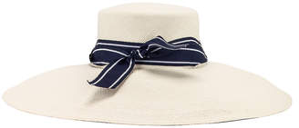 Sensi Long Brim Lamp Shape Cordovez Hat in White & Navy | FWRD