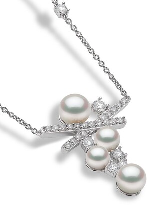 Yoko London 18kt white gold Sleek Akoya pearl and diamond necklace