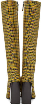 Balenciaga Yellow Houndstooth Tall Boots