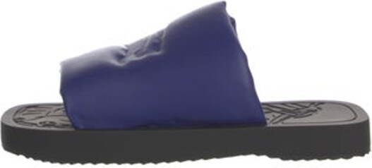 Burberry Leather Slides Blue Includes Box & Dust Bag Unfortunately, due to restrictions, this item may not be eligible for shipping in all areas.