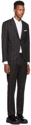 Neil Barrett Grey and Black Wool Striped Suit