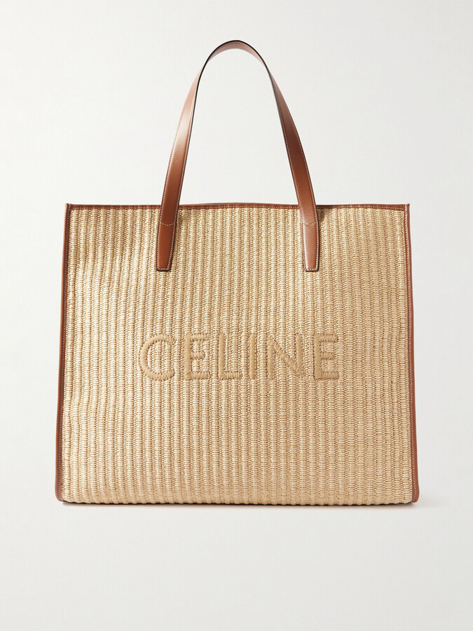 MUSEUM BAG IN RAFFIA EFFECT TEXTILE WITH CELINE EMBROIDERY - NATURAL / TAN