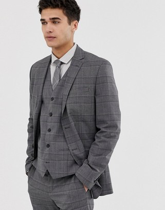 Jack and Jones slim double breasted wedding suit jacket in check - ShopStyle