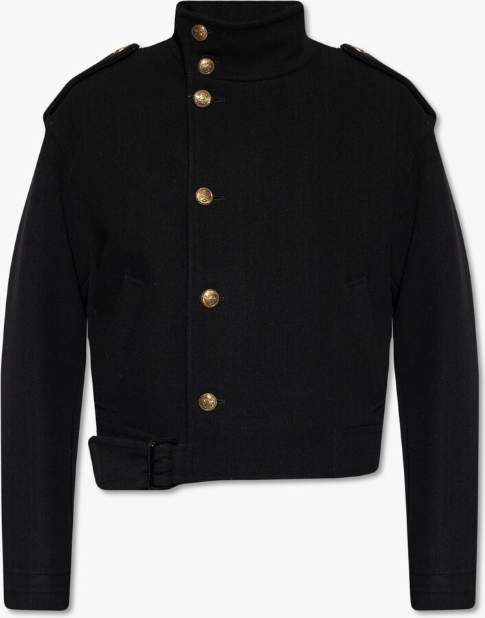 Saint Laurent Double-breasted Jacket With Epaulettes - Black - ShopStyle