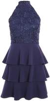 Thumbnail for your product : Quiz Navy Sequin Lace Tiered Hem Dress