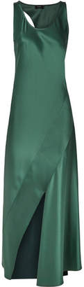 Theory Cutout Satin Maxi Dress - Emerald