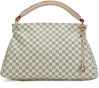 White Checkered Tote Shoulder Bags With Inner Pouch,PU Vegan