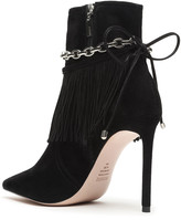 Thumbnail for your product : Schutz Monah Suede Fringe Ankle-Chain Stiletto Booties