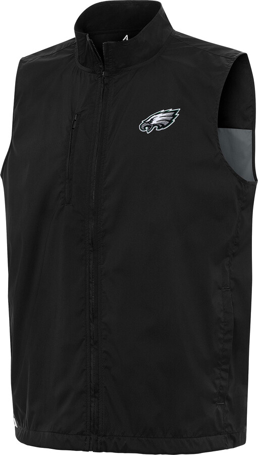 Men's Antigua Black Philadelphia Eagles Brisk Full-Zip Vest