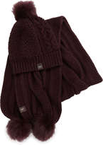 Thumbnail for your product : N.Y.L.A. UGG Australia Cable Fur-Pompom Beanie, Port