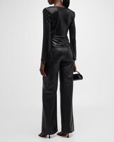 Thumbnail for your product : L'Agence Livvy Mid-Rise Straight-Leg Leather Trousers