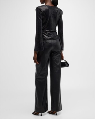 L'Agence Livvy Mid-Rise Straight-Leg Leather Trousers