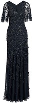 Thumbnail for your product : Theia Metallic Beaded Flutter-Sleeve Column Gown