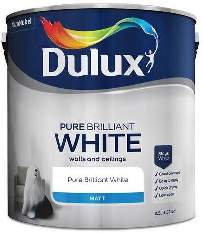 Dulux Pure Brilliant White Matt Finish Wall and Ceiling Paint – 2.5 ...