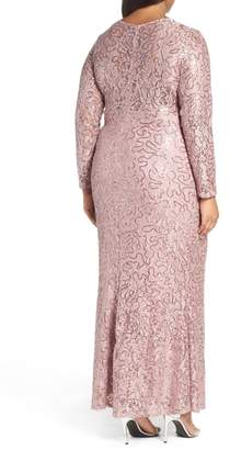 Marina Sequin Lace Keyhole Gown