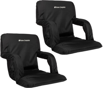 Home-Complete Stadium Seat Chair 2 Pack- Bleacher Cushions with Padded Back Support Armrests 6 Reclining