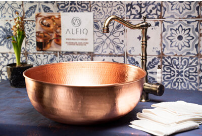 10 in Handmade Hammered Copper Kitchen Sink – Pure Solid Copper by ALFIQ
