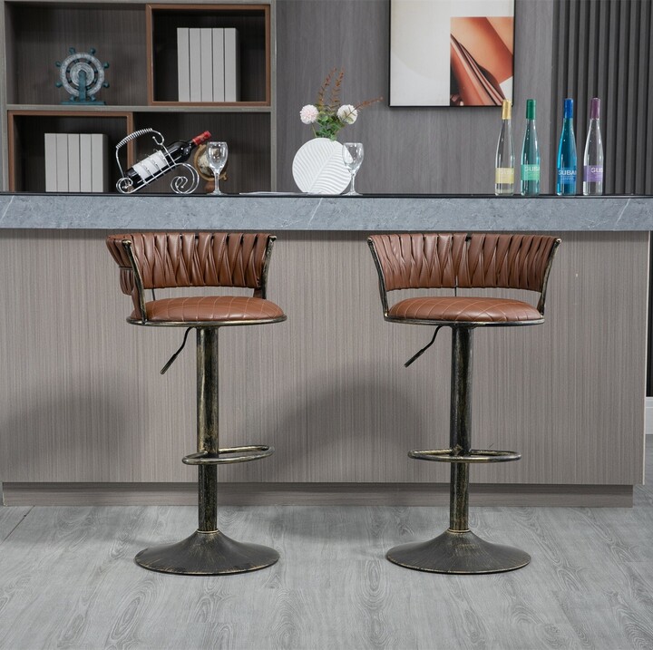 TONWIN PU Leather Swivel Bar Stools Set of 2 ShopStyle