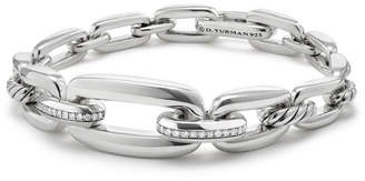 David Yurman Wellesley Sterling Silver Link Chain Bracelet with Diamonds
