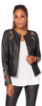 Lysse Fall Luxe Embroidered Faux Leather Jacket - Missy