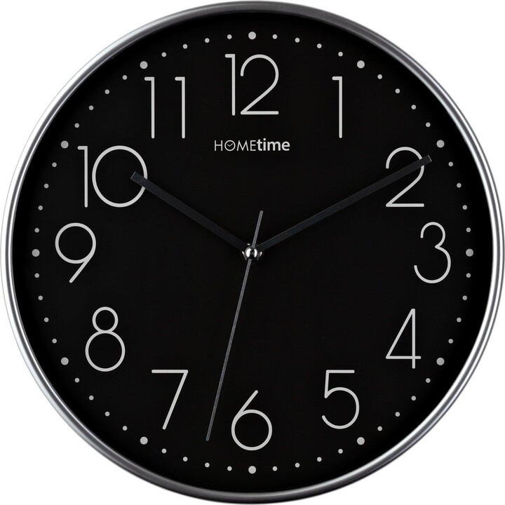 Hometime Round Black Wall Clock Silver Hands 12" ShopStyle
