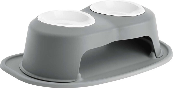 WeatherTech Double High Poly Bowl Cat & Dog Pet Feeding System, Dark Grey, 32-oz/6-in