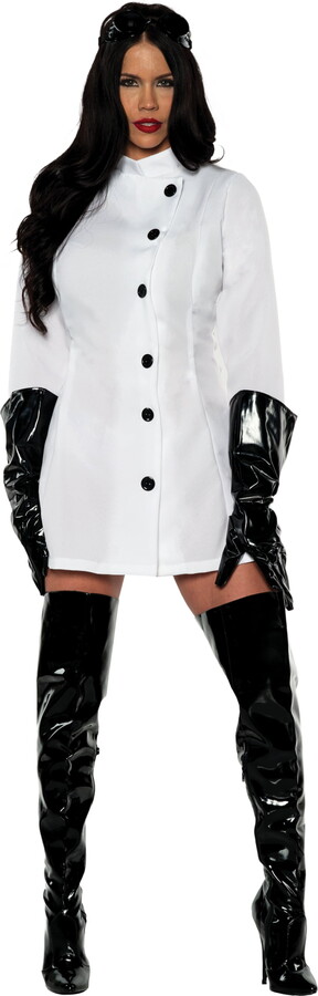 Underwraps Women’s Science Lab Coat – Women’s Long Sleeve Button Front Mini Dress Costume, Halloween Party Dress Up, Cosplay Themed Events
