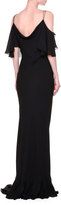 Thumbnail for your product : Emilio Pucci Flutter-Sleeve Cold-Shoulder Gown, Black