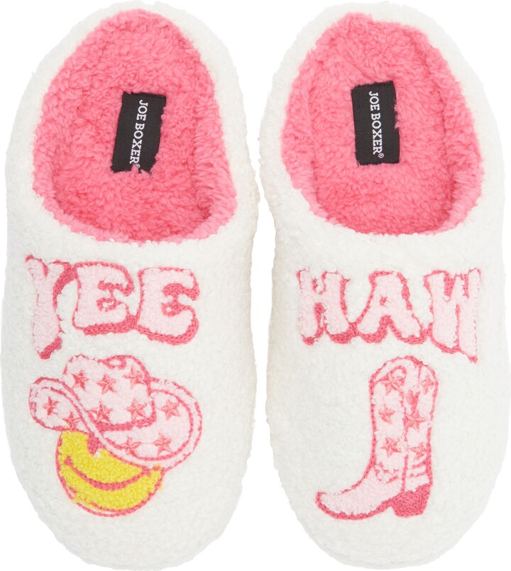 Joe Boxer Yee Haw Winky Smiley Faux Shearling Clog
