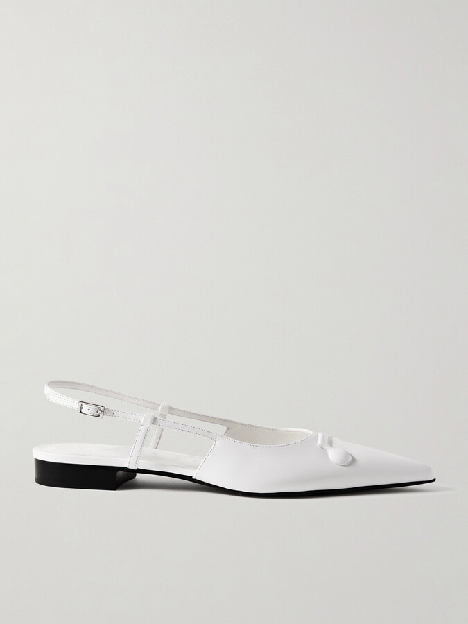 Marni Trunkaroo Embellished Leather Slingback Point-toe Flats - White