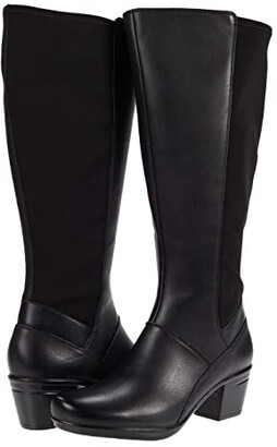 clarks wide calf black boots