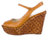 Thumbnail for your product : Prada Leather Printed Slingback Pumps Brown