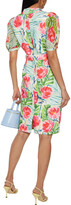 Thumbnail for your product : Badgley Mischka Belted Georgette-paneled Floral-print Scuba Dress
