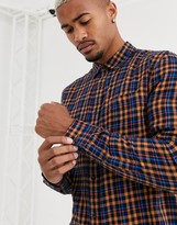 Thumbnail for your product : Topman long sleeve shirt in orange & blue check