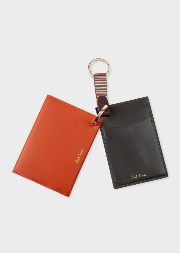 Paul Smith Orange And Brown Leather Trio Keyring Wallet - ShopStyle