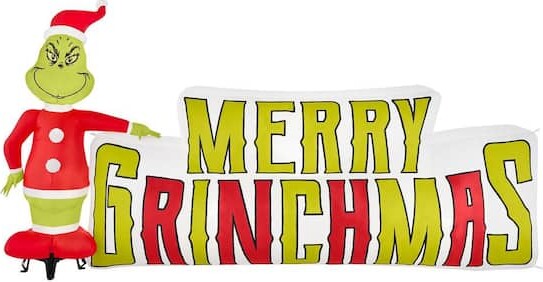 9 ft. LED Grinch with Merry Christmas Letters Inflatable
