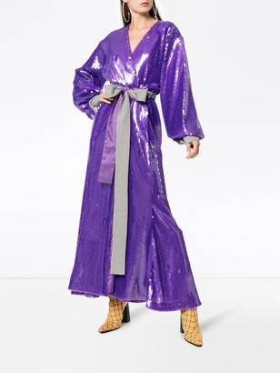 Natasha Zinko Sequin Embellished Maxi Robe Dress