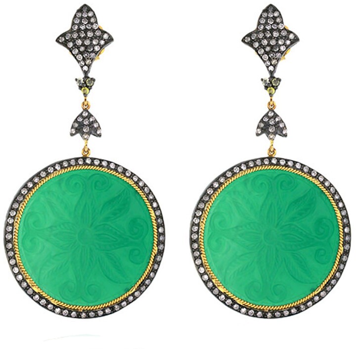 Green Onyx stud Earring 925 Sterling Silver Plated Earring Jewelry E-FP-140 