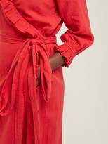 Thumbnail for your product : Rhode Resort Jagger Ruffled Cotton-gauze Wrap Dress - Womens - Red