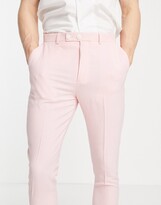 Thumbnail for your product : ASOS DESIGN super skinny smart trouser in pink cross hatch