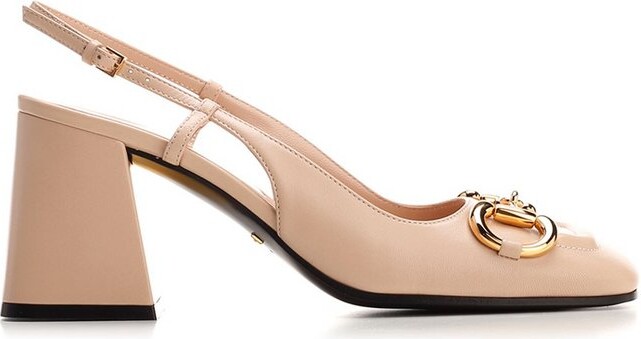 Gucci Mid Heel Leather Pumps | ShopStyle